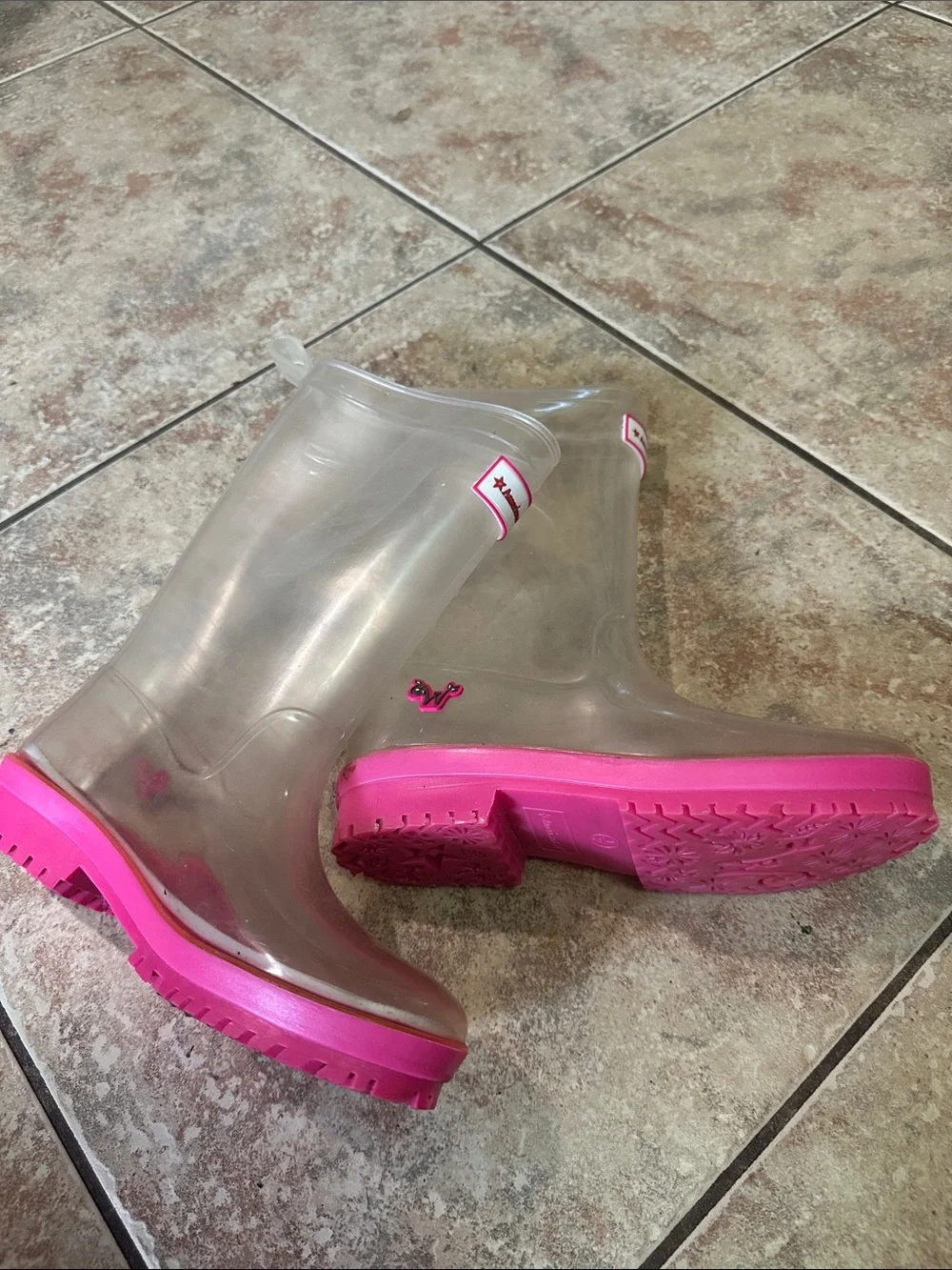 American Girl Wellie Wishers clear Rain boots  Peek a Boo Wellies 1/2
